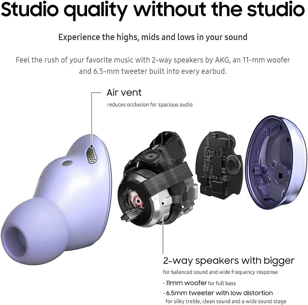 Buds Pro Headphones True Wireless Headsets Bluetooth Earbuds w/ Noise Cancelling, Hi-Fi Sound Earphones, 360 Audio, Comfort Ear Fit, HD Voice, Conversation Mode, IPX7 Water Resistant ( Purple )