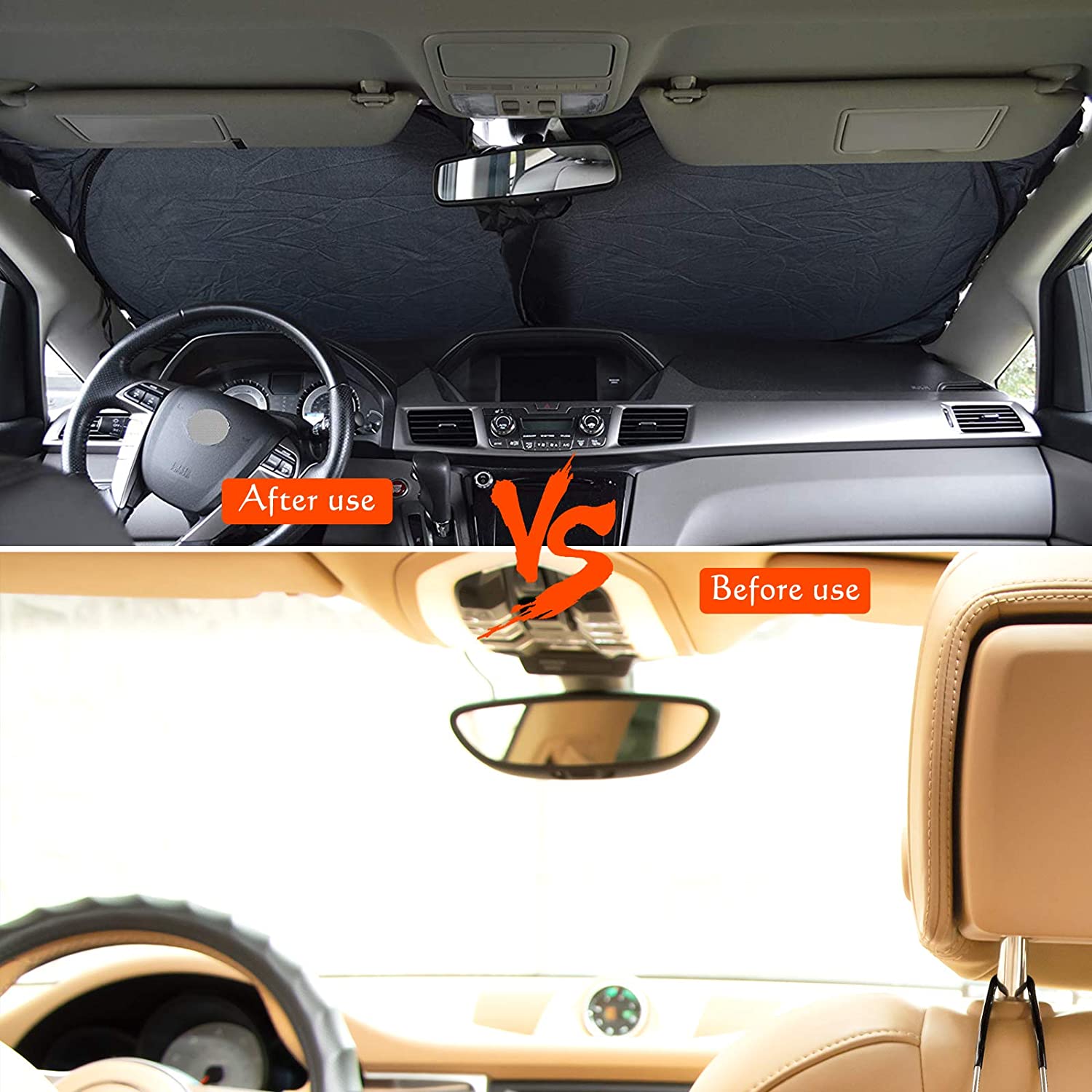 Car Windshield Fits All Cars Sun Shade, Blocks UV Rays, MAVRS Genuine Sun Visor Protector, Sunshade Keeps Your Vehicle Cool and Damage Free, Easy to Use, Fits Windshields of Various Sizes